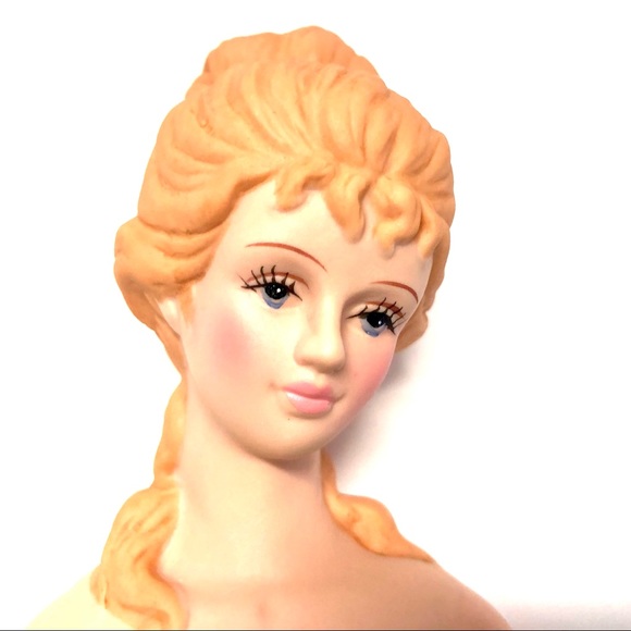 Vintage New Hand-Painted Porcelain Doll Head 1/2 Body, 7” H, Crafts, Needlework - Picture 4 of 8